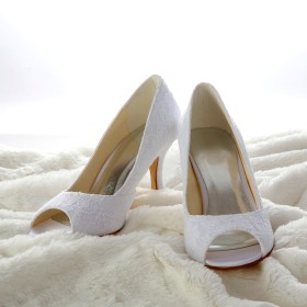 Mesh 8 cm High Heels Schlupfschuhe Stilettos Pumps Elegante Geblümte Hochzeitsschuhe Ivory Satin Sandalen Damen