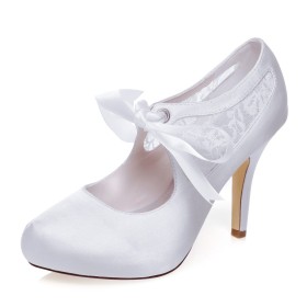 Party Shoes White Pumps Embroidered Shoes Wedding Shoes With Ankle Strap High Heels