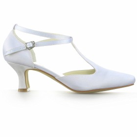 Formele Bruidsschoen Vierkante Neus Elegante Middelhoge Heels Witte Stilettos