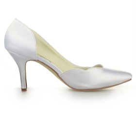 Schlupfschuhe Mit 8 cm High Heel Elegante Stilettos Satin Abendschuhe Hochzeitsschuhe Ivory Pumps Schuhe Damen