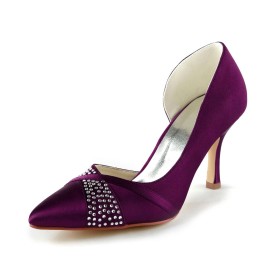 Festliche Schuhe 8 cm High Heel Elegante Aubergine Schuhe Hochzeitsschuhe Stilettos