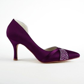 Festliche Schuhe 8 cm High Heel Elegante Aubergine Schuhe Hochzeitsschuhe Stilettos