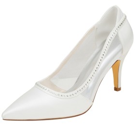 Elegante Stöckelschuhe Mit 8 cm Hohe Absatz Pfennigabsatze Satin Ivory