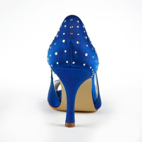 Royal Blue Pumps Peep Toe Wedding Shoes For Women High Heel Stiletto Dress Shoes