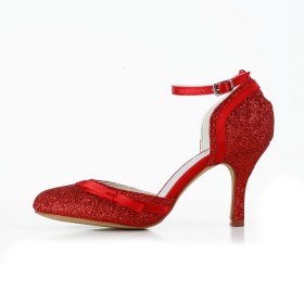 Glitzernden Pailletten Rot Mit Schleife Herrlich Pumps Hochzeitsschuhe Mit 8 cm Hohe Absatz Festliche Schuhe Schuhe Damen