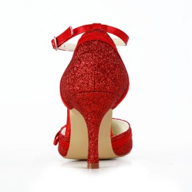Glitzernden Pailletten Rot Mit Schleife Herrlich Pumps Hochzeitsschuhe Mit 8 cm Hohe Absatz Festliche Schuhe Schuhe Damen