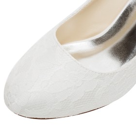 Visnet Bruidsschoen 6 cm Middelhoge Hakken Schoenen Dames Ivory Elegante Pumps Bloem Satijnen