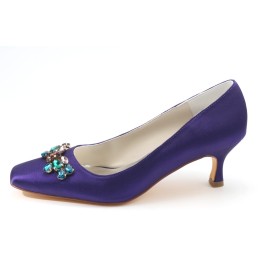 Chaussure Mariée Escarpins Violette Avec Cristal Chaussure De Soirée Talon 6 cm Chaussure Pour Femme