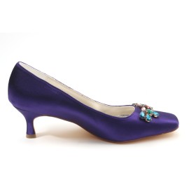 Chaussure Mariée Escarpins Violette Avec Cristal Chaussure De Soirée Talon 6 cm Chaussure Pour Femme