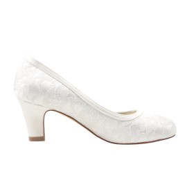 Stylish Closed Toe Bridal Shoes 6 cm Heeled Pumps Flower Formal Dress Shoes