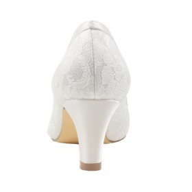 Satin Ivory Mesh Brautschuhe Schuhe Damen Pumps Abendschuhe Elegante 6 cm Mittlerer Absatz