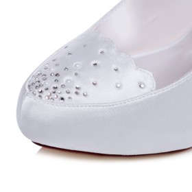 Weiße Mit Strasssteine Abendschuhe Pfennigabsatze Brautschuhe Pumps Festliche Schuhe High Heels Elegante
