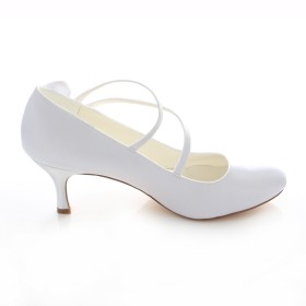Festliche Schuhe Pfennigabsatz Riemchen Pumps Mit Strasssteine 6 cm Mittlerer Absatz Elegante Mit Schleife Brautschuhe Weiß