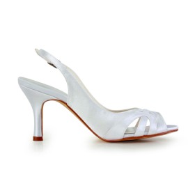 Weiße Peeptoe 2021 Sandaletten Damen Stilettos Abendschuhe 8 cm High Heels