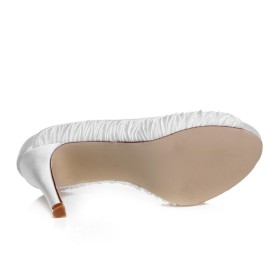 Scarpe Sposa Con Tacco A Spillo Bianche In Raso Tacchi Alto 10 cm Decollete Sandalo Primavera