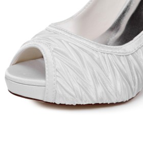 Scarpe Sposa Con Tacco A Spillo Bianche In Raso Tacchi Alto 10 cm Decollete Sandalo Primavera