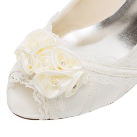 With Rhinestones Stiletto Flower 6 cm Heel Pumps Party Shoes Bridal Shoes Sandals Peep Toe