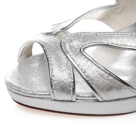 Sparkle Peeptoe Zomer Naaldhakken Sandaal Cut Out Zilver Bruidsschoen Glitter 10 cm Hoge Hakken