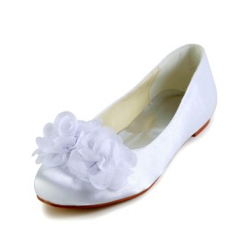 フォーマル 白い フラット 靴 結婚式靴 ラウンド トゥ パンプス 7921160326F