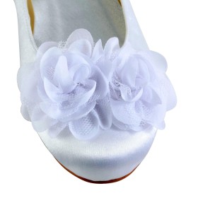 フォーマル 白い フラット 靴 結婚式靴 ラウンド トゥ パンプス 7921160326F
