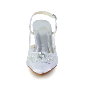 Hollow Out Gioiello Scarpe Sposa Con Tacco A Spillo Scarpe Da Sera Con Tulle Tacco Alto Punta Chiusa Raso Sandalo Elegante