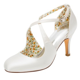 Elegante Creme Hochzeitsschuhe Mit 8 cm High Heel D orsay Stiletto Riemchensandaletten