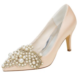 Chaussure Mariage Perlé Chaussure Escarpins Champagne Élégant Chaussure De Soirée