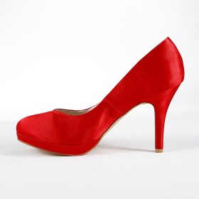 Klassisch Pumps Rot Elegante Schuhe Pfennigabsatz High Heels