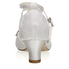 Damenschuhe 5 cm Niedriger Absatz Abendschuhe Elegante Weiß Pumps Brautschuhe Mit Absatz Kitten Heel Spitze