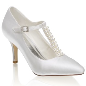 Ankle Strap Stilettos Satin Pointed Toe 3 inch High Heel Pumps Evening Party Shoes Bridal Shoes