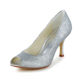 3 inch High Heel Sparkly Bridals Wedding Shoes 2021 Luxury Summer Sequin Open Toe Pumps