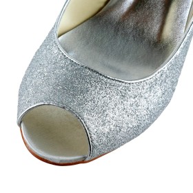 Chaussure De Mariée Escarpin Luxe Paillette Bout Ouvert Talon 8 cm Brillante Slip On Chaussure De Soirée