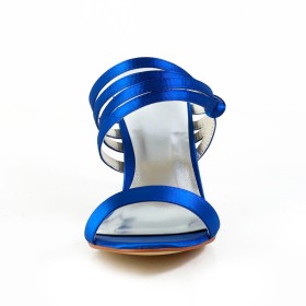 Blaue Brautschuhe Riemchenpumps Stilettos Elegante Abendschuhe Mit 7 cm Mittlerer Absatz Satin Sandaletten