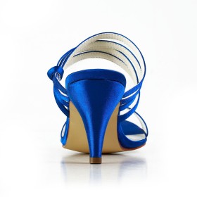 Blaue Brautschuhe Riemchenpumps Stilettos Elegante Abendschuhe Mit 7 cm Mittlerer Absatz Satin Sandaletten