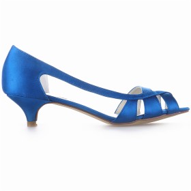 A Laniere À Talon Sandales Femmes Peep Toes Kitten Heel D Été Belle Bleu Electrique