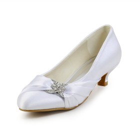 Kitten Heel Low Heel Pumps Dress Shoes Almond Toe Womens Shoes Satin Wedding Shoes For Women