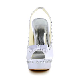 Bout Ouvert D Ete Talon 13 cm Escarpins Chaussure Mariage Plateforme Chaussures Pour Femmes Blanche Slip On Belle
