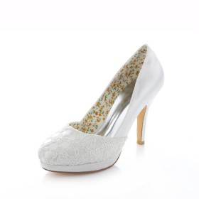 Plateau Elegante Tacchi Alto 10 cm Scarpe Cerimonia Decolte Scarpe Da Sposa Tacco A Spillo Avorio