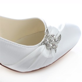 Scarpe Da Sposa Decolte Con Fiocco Eleganti Raso 6 cm Tacco Medio Tacco A Spillo Con Strass Scarpe Da Cerimonia