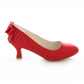5 cm Niedriger Absatz Schlupfschuh Abendschuhe Schuhe Damen Mit Strasssteine Satin Stöckelschuhe Elegante Rote