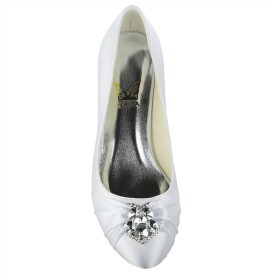 Witte Pumps Satijnen Kitten Heel Bruidsschoen 4 cm Lage Hakken