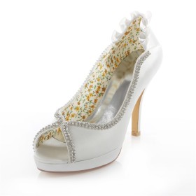Peep Toe Rhinestones Pumps High Heel Wedding Shoes Dress Shoes