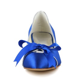 Kitten Heel Ceremonie Talon Bas Chaussures Escarpin Bleu Electrique Noeud