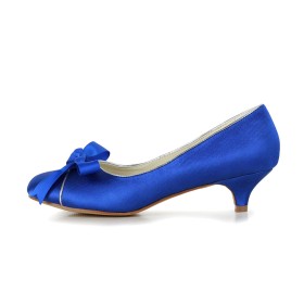 Royalblau Pumps Elegante Schuhe Damen Abendschuhe 4 cm Niedriger Absatz Satin