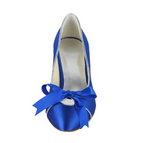 Royalblau Pumps Elegante Schuhe Damen Abendschuhe 4 cm Niedriger Absatz Satin