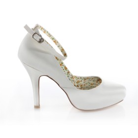 Elegant Platform Almond Toe Stiletto Pumps Dress Shoes Satin 2020 Bridal Shoes 4 inch High Heel