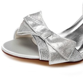 Elegante Mit 8 cm Hohe Absatz Festliche Schuhe Glitzernden Glitzer Brautschuhe Silber Stilettos Peeptoe Sandalen Damen