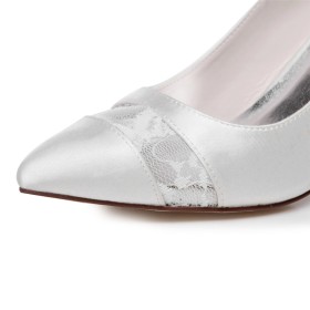 Weiß Stiletto Stöckelschuhe Schuhe Abendschuhe Mit 8 cm Hohe Absatz Hochzeitsschuhe Frühjahr Satin