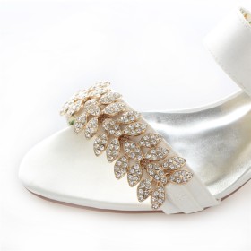 Wedding Shoes For Women Satin Kitten Heel Low Heels Peep Toe Cute Sandals