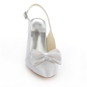 Hochzeitsschuhe Stilettos Schuhe Abendschuhe Weiße 6 cm Mittlerer Absatz Stöckelschuhe Slingpumps Mit Schleife Elegante